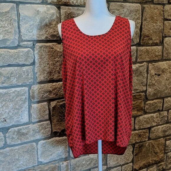 Mountain Khakis tank top blouse red navy print size large sleeveless flowy - Picture 1 of 6